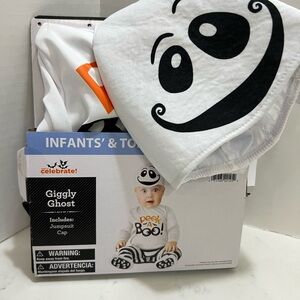 🚨🚨‼️SOLD 🚨‼️INFANTS AND BABY COSTUME.  Giggly Ghost Bib - White and Black